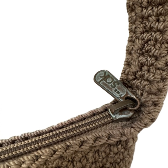 The Sak Crochet Shoulder Sling Bag‎ Y2K Textile Everyday Handbag Medium Brown - Picture 12 of 12